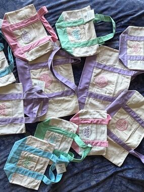 Trader Joe's Canvas Tote Bag with Pastel Trim